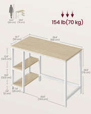 100 cm Computer Desk with Storage Shelves in Natural Beige and White by Vasagle