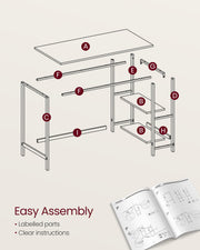 100 cm Computer Desk with Storage Shelves in Natural Beige and White by Vasagle