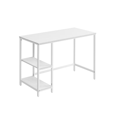 100cm White Computer Office Desk with 2 Storage Shelves for Home Office by Vasagle