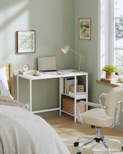 100cm White Computer Office Desk with 2 Storage Shelves for Home Office by Vasagle