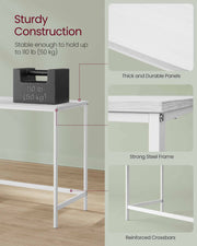 100cm White Computer Office Desk with 2 Storage Shelves for Home Office by Vasagle