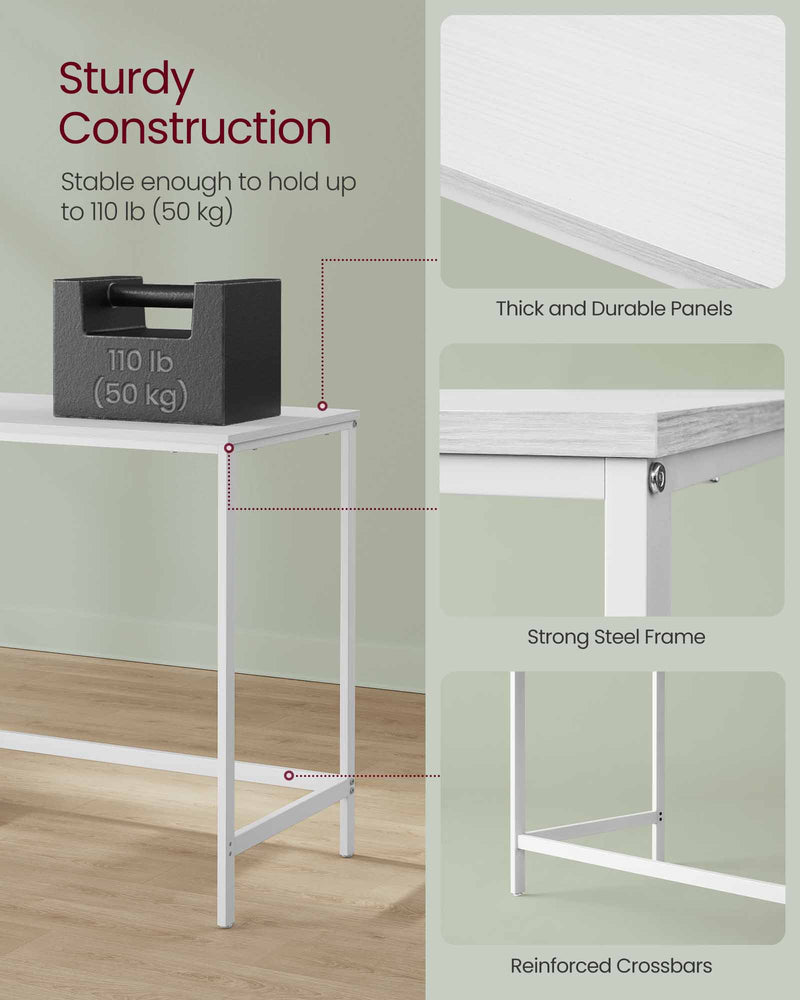 100cm White Computer Office Desk with 2 Storage Shelves for Home Office by Vasagle
