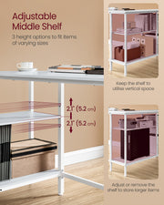 L Shaped Desk with Spacious Drawers in Maple White for Home Office by Vasagle