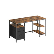 Rustic Brown Industrial Computer Desk with Drawers and Shelves for Home Office by Vasagle