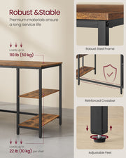 Rustic Brown Industrial Computer Desk with Drawers and Shelves for Home Office by Vasagle