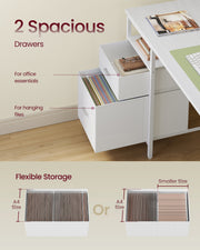 Maple White Computer Desk with 3 Shelves and 2 Drawers 140 cm by VASAGLE VASAGLE