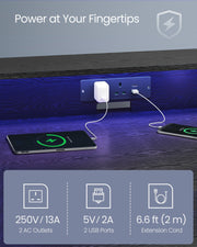 Gaming Desk with LED Lights and Built In Power Outlets for Home Office by Vasagle
