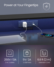 Gaming Desk with LED Lights Built In Power Outlets and Large 135 cm Surface by Vasagle