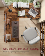 L Shaped Computer Desk Rustic Brown and Black with Spacious Worktop and Storage by Vasagle