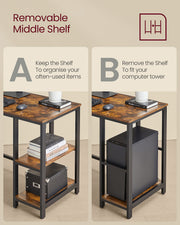 L Shaped Computer Desk Rustic Brown and Black with Spacious Worktop and Storage by Vasagle