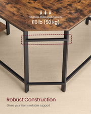 L Shaped Computer Desk Rustic Brown and Black with Spacious Worktop and Storage by Vasagle