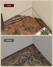 L Shaped Computer Desk Rustic Brown and Black with Spacious Worktop and Storage by Vasagle