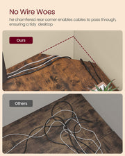 L Shaped Computer Desk 129 x 129 cm Rustic Brown and Black with Spacious Worktop by Vasagle