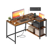 Rustic Brown L Shaped Corner Desk with Outlets and USB Ports by VASAGLE VASAGLE