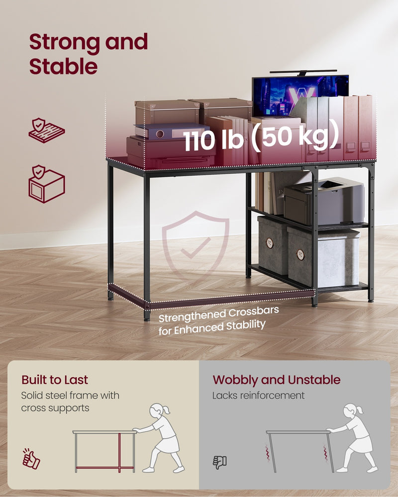 110x80cm Corner Desk with Adjustable Shelves For Small Spaces by Vasagle VASAGLE