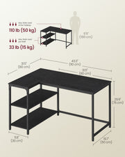 110x80cm Corner Desk with Adjustable Shelves For Small Spaces by Vasagle VASAGLE