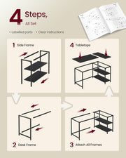 110x80cm Corner Desk with Adjustable Shelves For Small Spaces by Vasagle VASAGLE