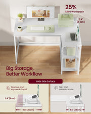 Reversible L Shaped Corner Desk with Adjustable Shelves Maple White by VASAGLE VASAGLE