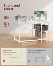 Reversible L Shaped Corner Desk with Adjustable Shelves Maple White by VASAGLE VASAGLE