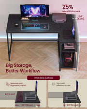 Ebony Black L Shaped Corner Desk with Adjustable Shelves 120 x 80 cm by Vasagle VASAGLE
