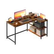 L Shaped Rustic Corner Desk with Adjustable Shelves 120 x 80 cm by Vasagle VASAGLE