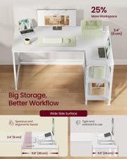 L Shaped Corner Desk with Reversible Height-Adjustable Shelves Maple White by Vasagle VASAGLE