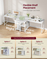 L Shaped Corner Desk with Reversible Height-Adjustable Shelves Maple White by Vasagle VASAGLE