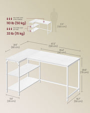 L Shaped Corner Desk with Reversible Height-Adjustable Shelves Maple White by Vasagle VASAGLE