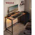 Vasagle Computer Desk With LED Lights Rustic Brown and Black For Home Office