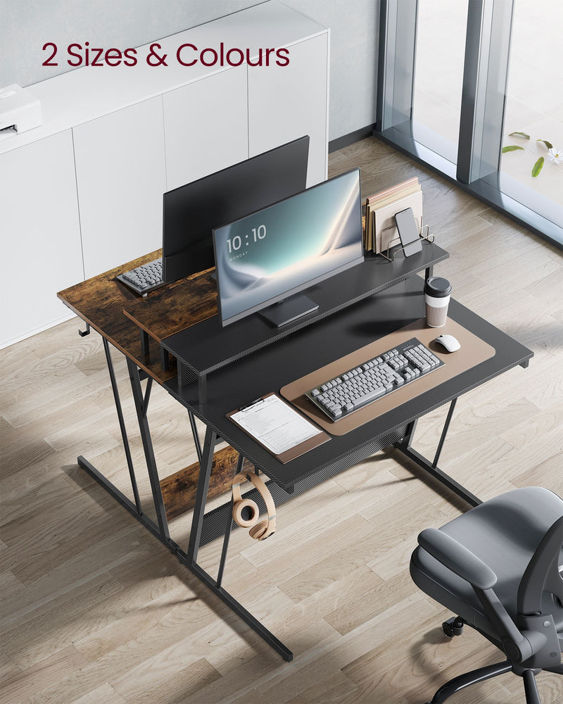 Gaming Desk with LED Lights Built-In Power Outlets and Spacious Work Surface by Vasagle