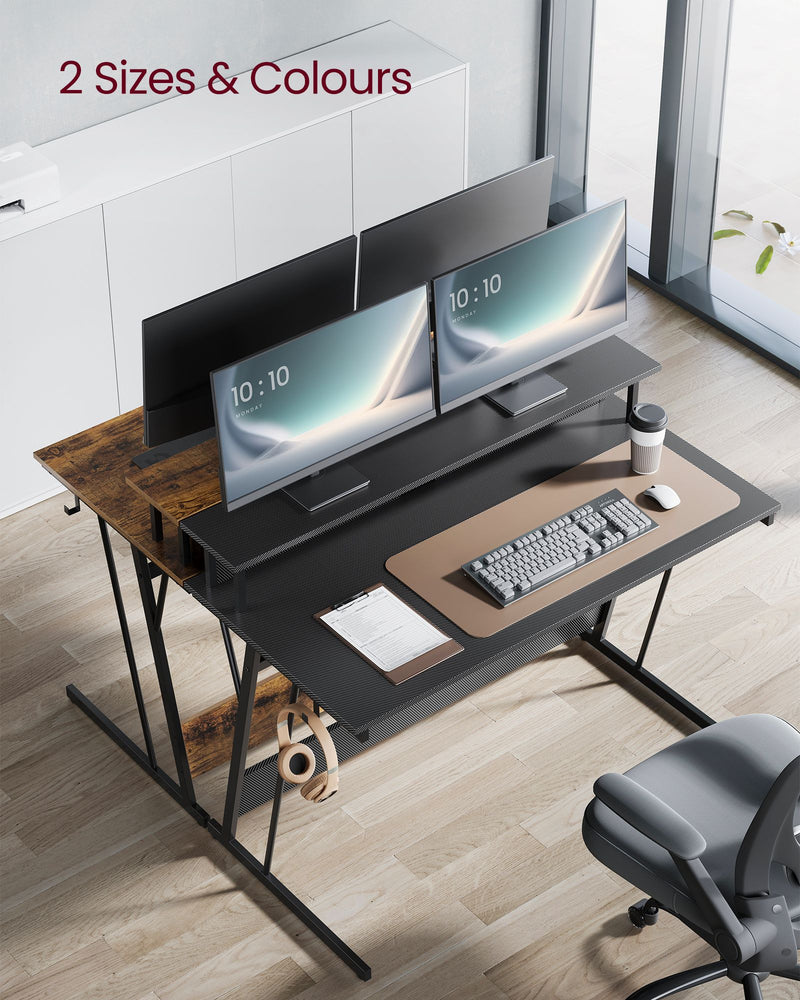 Black 120x60cm Gaming Desk with LED Lights and Power Outlets for PC Setup by Vasagle