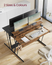 120x60cm Gaming Desk with LED Lights Built In Power Outlets and Cup Holder for Gamers by Vasagle
