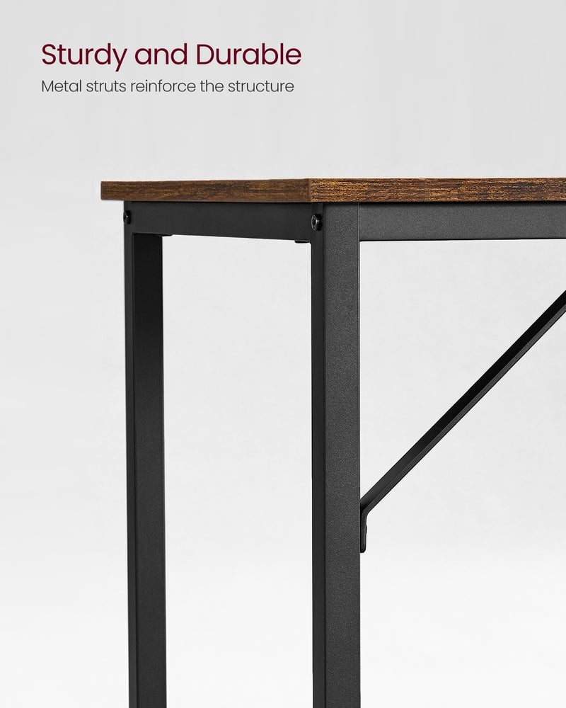 100cm Rustic Computer Office Desk with Sturdy Black Steel Frame for Home Office or Study by Vasagle