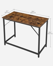 100cm Rustic Computer Office Desk with Sturdy Black Steel Frame for Home Office or Study by Vasagle