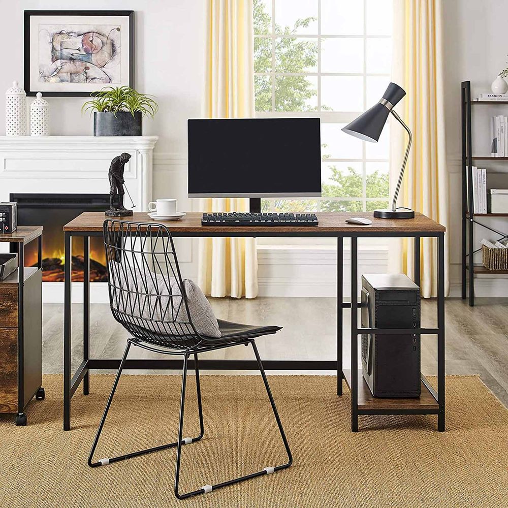 Image of a white Vasagle computer desk with shelves