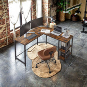 L Shaped Corner Desk with Storage Shelves Space Saving Home Office Computer Table by Vasagle
