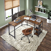 L Shaped Corner Desk with Storage Shelves Space Saving Home Office Computer Table by Vasagle