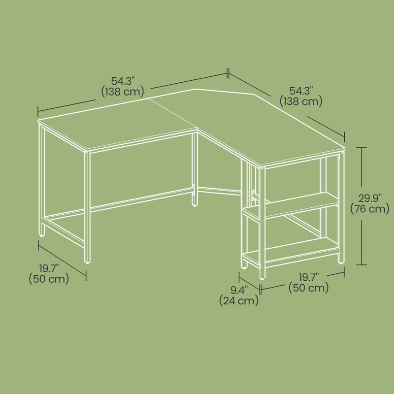 L Shaped Corner Desk with Storage Shelves Space Saving Home Office Computer Table by Vasagle