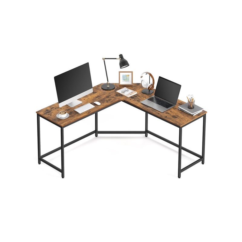 L Shaped Corner Desk with Shelves for Home Office or Study in Rustic Brown by Vasagle