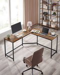 L Shaped Corner Desk with Shelves for Home Office or Study in Rustic Brown by Vasagle