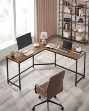 L Shaped Corner Desk with Shelves for Home Office or Study in Rustic Brown by Vasagle