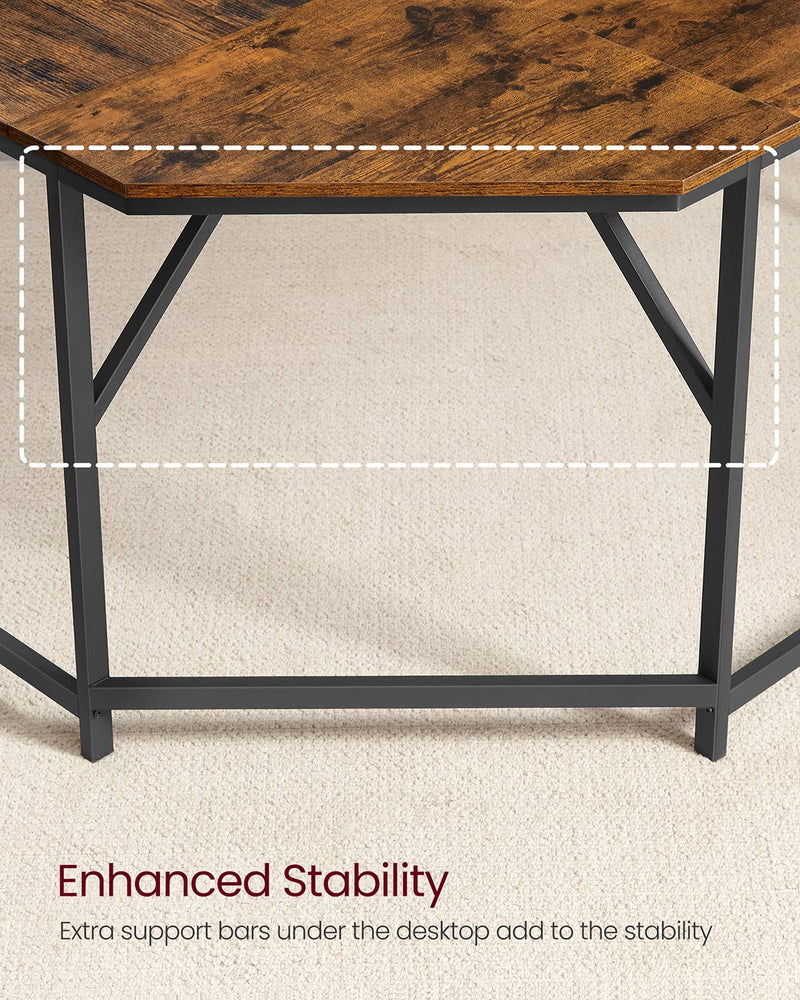 L Shaped Corner Desk with Shelves for Home Office or Study in Rustic Brown by Vasagle