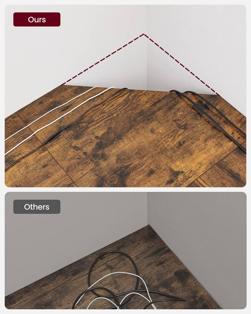L Shaped Corner Desk with Shelves for Home Office or Study in Rustic Brown by Vasagle