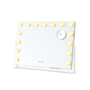 Vanity Makeup Mirror with LED Lights Touch Control in Matte White Finish by Songmics