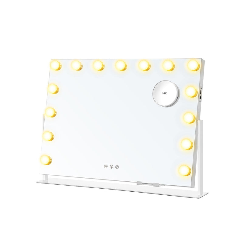 Vanity Makeup Mirror with LED Lights Touch Control in Matte White Finish by Songmics