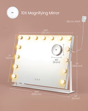Vanity Makeup Mirror with LED Lights Touch Control in Matte White Finish by Songmics