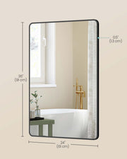 Dimensions diagram of the Songmics rectangular wall mirror, 91 x 61cm