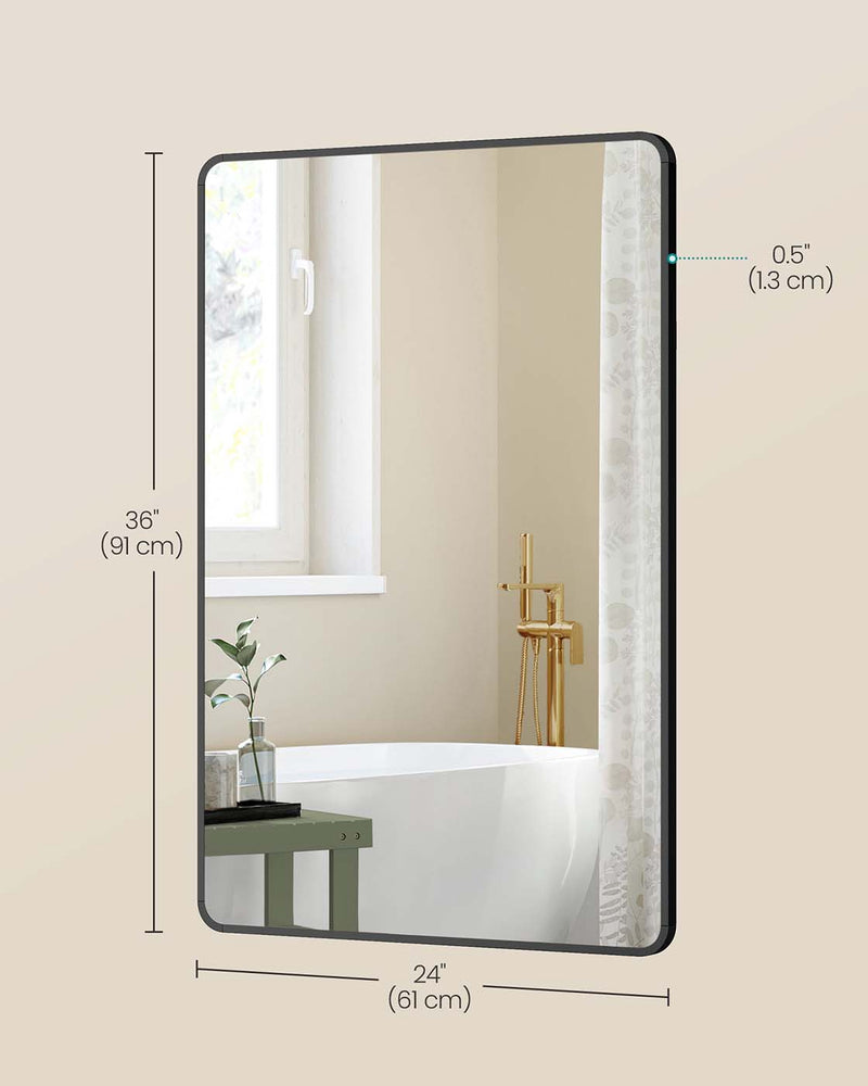 Dimensions diagram of the Songmics rectangular wall mirror, 91 x 61cm