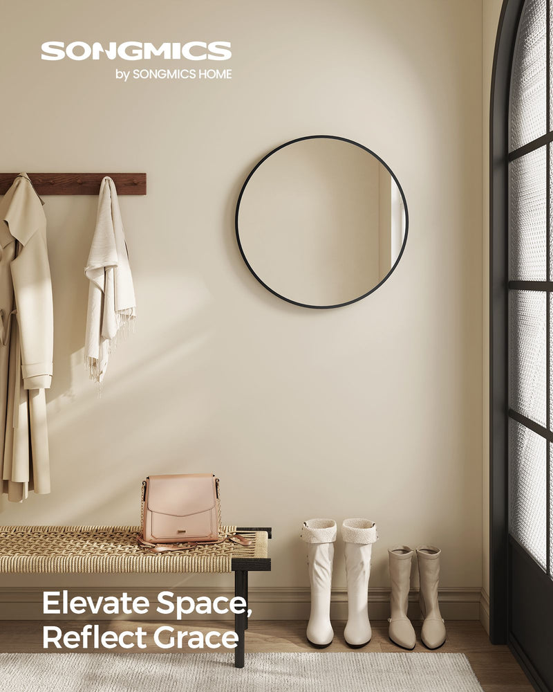 50 cm Round Wall Mirror with Modern Frame for Bathroom or Hallway by Songmics