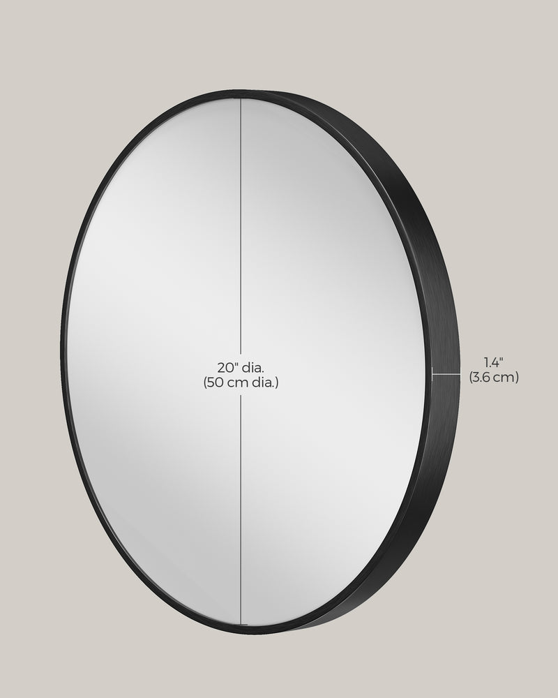 50 cm Round Wall Mirror with Modern Frame for Bathroom or Hallway by Songmics